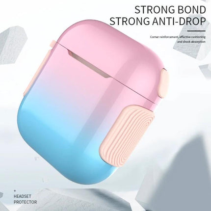 Protective Case for Everyday AirPods Use and Travel - pink to blue gradient with reinforced anti-drop corners and textured side bumpers