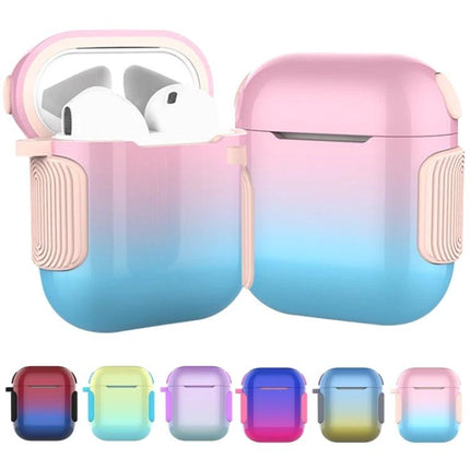 Protective Case for Everyday AirPods Use and Travel in pink blue gradient with reinforced corners and shock-absorbent grip