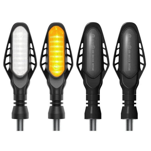 Motorcycle Tail Light for Brake and Turn Signals, Smoked Shell - compact all-in-one rear DRL white and amber turn signal for 12V motorcycles