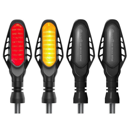 Motorcycle Tail Light for Brake and Turn Signals, Smoked Shell - compact 12V all-in-one rear light with DRL, brake and amber turn signals