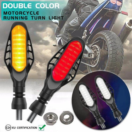 Motorcycle Tail Light for Brake and Turn Signals, Smoked Shell - compact 12V all-in-one rear light with red brake, amber turn and white DRL for sport/cruiser bikes
