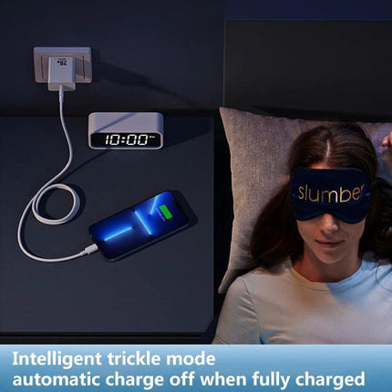 REMAX USB-C Charger Set for Daily Travel and Home Use charging smartphone on nightstand beside sleeping person