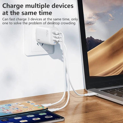 REMAX Charger for Daily Device Powering at Home and Travel, 3-port wall charger powering phone, tablet and laptop simultaneously