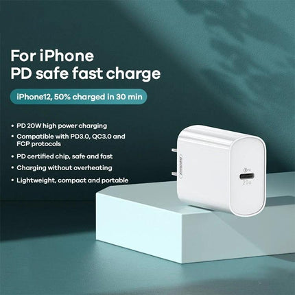 REMAX Charger for Everyday Device Power on the Go - 20W PD compact white wall charger for fast iPhone and tablet charging