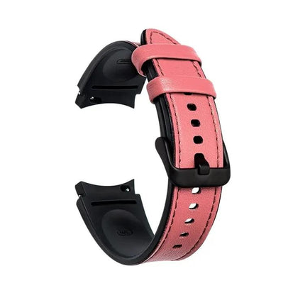 Silicone Leather Black Buckle Watch Band For Galaxy Watch