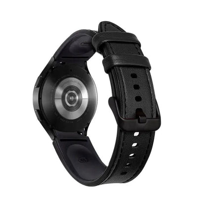 Silicone Leather Black Buckle Watch Band For Galaxy Watch
