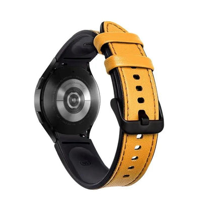 Silicone Leather Black Buckle Watch Band For Galaxy Watch