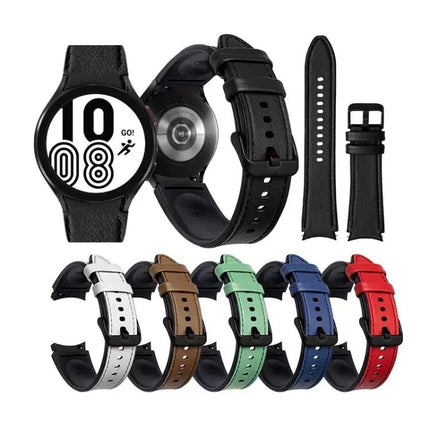 Silicone Leather Black Buckle Watch Band For Galaxy Watch