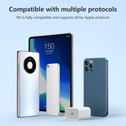 REMAX USB-C Charger for Daily Home Device Powering shown charging a tablet and smartphones with 20W PD fast charging