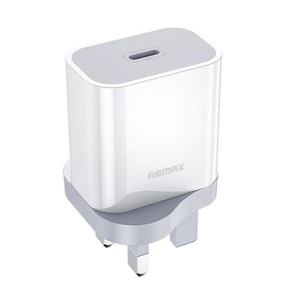 REMAX USB-C Charger for Daily Home Device Powering - white 20W PD wall adapter ideal for smartphone and tablet charging