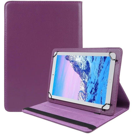 Litchi Texture Flip Leather Case for 7-8 Inch Tablets with Rotation in purple, 360° stand for reading, video and calls