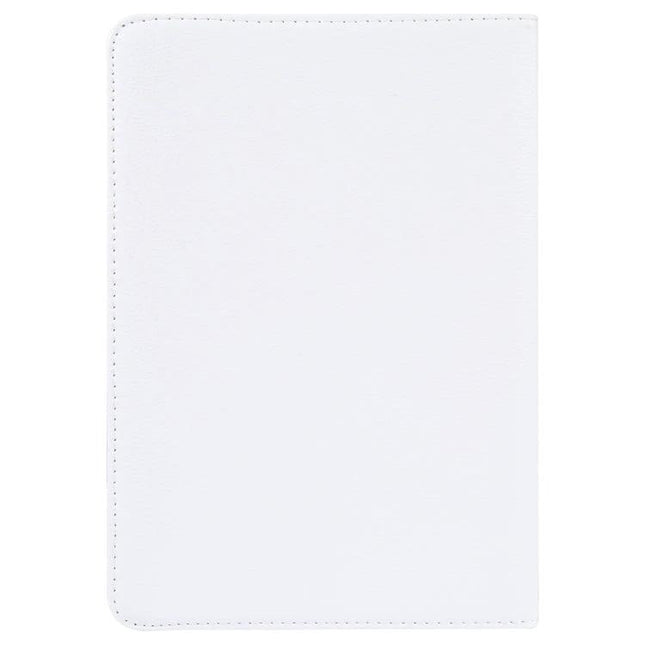 Leather Flip Case for 10-Inch Tablets with 360-Degree Rotation - white leather protective folio with stitched edges