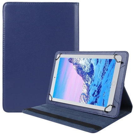 Leather Flip Case for 10-Inch Tablets with 360-Degree Rotation navy blue protective stand case for reading and video calls