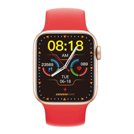Silicone Smart Watch for Everyday Wear and Alerts - red silicone band smartwatch showing time, step count, heart rate and activity reminders