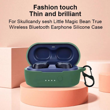 Little Magic Bean Silicone Case for Everyday Earphone Protection - green silicone protective case with carabiner for Skullcandy Sesh earbuds