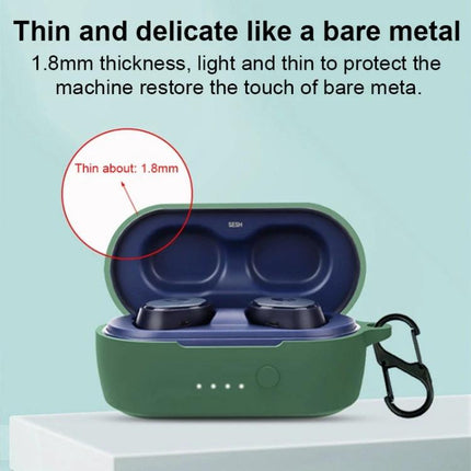Little Magic Bean Silicone Case for Everyday Earphone Protection - green slim 1.8mm silicone case with earbuds inside and carabiner for commuting