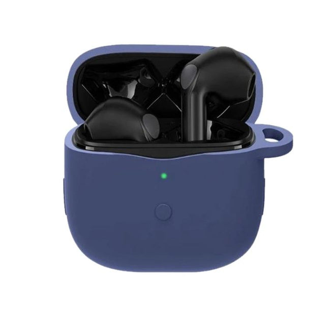 SoundPEATS Silicone Case for Everyday Earphone Protection in navy blue, durable 1.8mm silicone cover shielding earbuds from scratches and drops