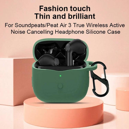 SoundPEATS Silicone Case for Everyday Earphone Protection — green silicone protective case with carabiner for earbuds