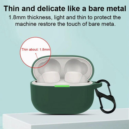 Protect Your Sony Earphones with Silicone Case for Daily Use — thin 1.8mm green silicone protective case with carabiner for commuting and workouts