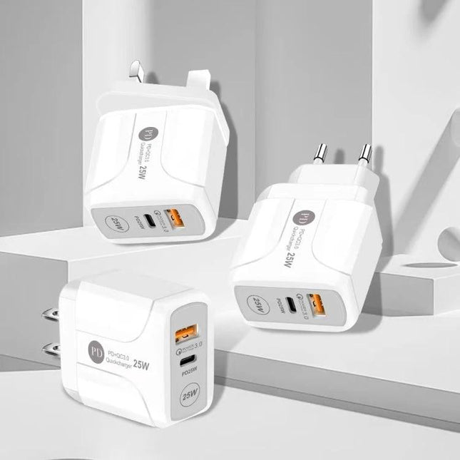 Essential Travel Charger for Phones and Tablets During Trips - compact USB PD 25W wall charger with multiple ports for phone tablet notebook