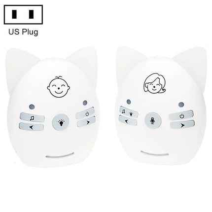 Wireless Baby Monitor with Intercom and Night Light Feature — white cat-ear parent and baby units with buttons and night light
