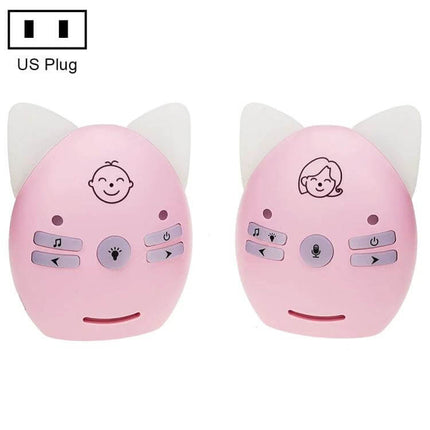 Wireless Baby Monitor with Intercom and Night Light Feature - pink dual-unit baby audio monitor with two-way talk and night light, US plug