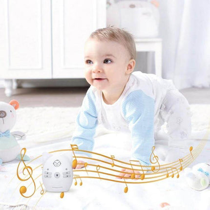 Wireless Baby Monitor with Intercom and Night Light Feature showing monitor near smiling baby with musical notes and two-way talk night light