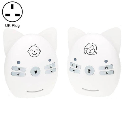 Wireless Baby Monitor with Intercom and Night Light Feature - white cat-ear parent and baby units with two-way talk and night light controls