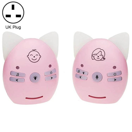 Wireless Baby Monitor with Intercom and Night Light Feature - pink dual unit with UK plug, two-way talk buttons and night light icons