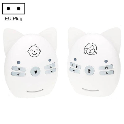 Wireless Baby Monitor with Intercom and Night Light Feature - white cat-ear parent and baby audio units with night light and two-way talk