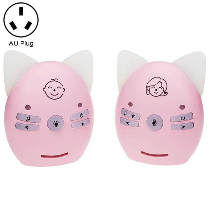 Wireless Baby Monitor with Intercom and Night Light Feature pink cat-ear audio monitor with two-way talk and night light