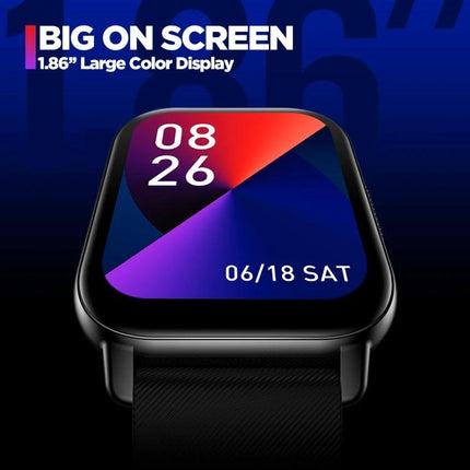 Zeblaze Smart Watch for Daily Health Tracking and Calls showing 1.86" large color display with time and date