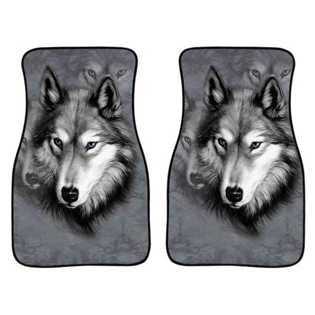 2-In-1 Universal Car Floor Mats Set - All-Season, 37.5x68 cm wolf print grey polyester 2-in-1 design universal fit set
