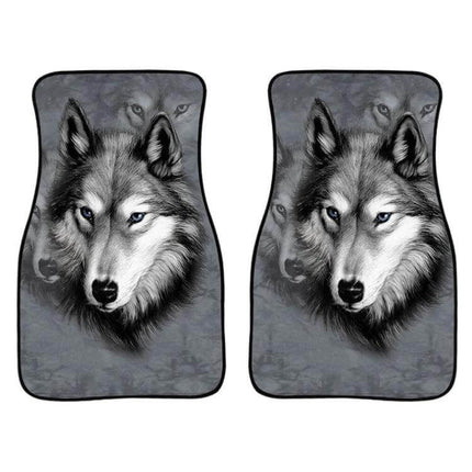 2-In-1 Universal Car Floor Mats Set - All-Season, 37.5x68 cm wolf face grey printed polyester fiber 2-in-1 universal car mats