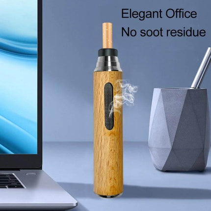 Portable Car Ashtray Made from Timber Log for Driving Use - compact timber log ashtray with metal rim and rubber base, prevents spills and soot residue