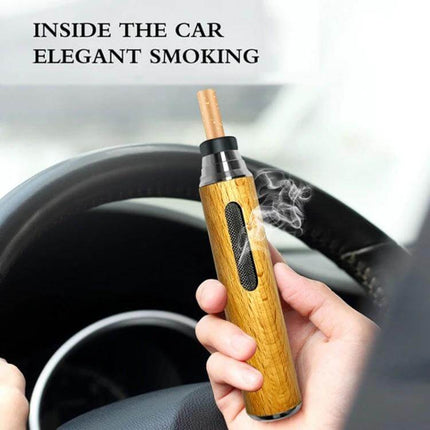 Portable Car Ashtray Made from Timber Log for Driving Use - handheld timber log ashtray with metal top keeping car interior clean