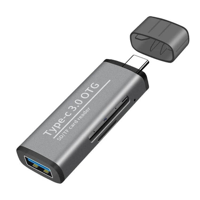 Multifunctional OTG Card Reader for SD and Micro SD Cards - Type-C USB 3.1 card reader with SD & microSD slots for fast 5Gbps transfers