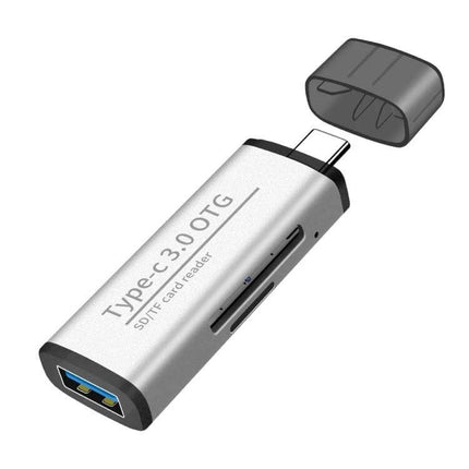 Multifunctional OTG Card Reader for SD and Micro SD Cards - Type-C USB 3.1 card reader for SD/MicroSD transfers, travel-friendly, 5Gbps