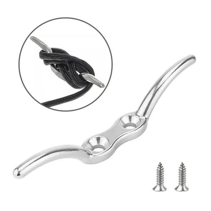 Two And A Half Inch Stainless Steel Marine Flagpole Hook With Screw - 316 stainless cleat with mounting screws for boat and dock rope
