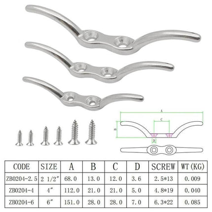 Two And A Half Inch Stainless Steel Marine Flagpole Hook With Screw 2.5in 316 stainless steel cleat with mounting screws for marine halyards