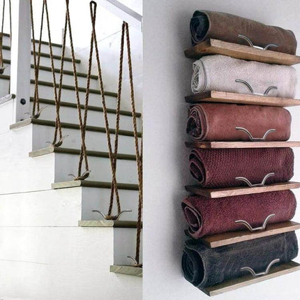 Two And A Half Inch Stainless Steel Marine Flagpole Hook With Screw mounted holding rope on stairs and organizing rolled towels