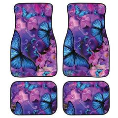 Butterfly Elegance: 4-Piece Universal Auto Car Floor Mats Set