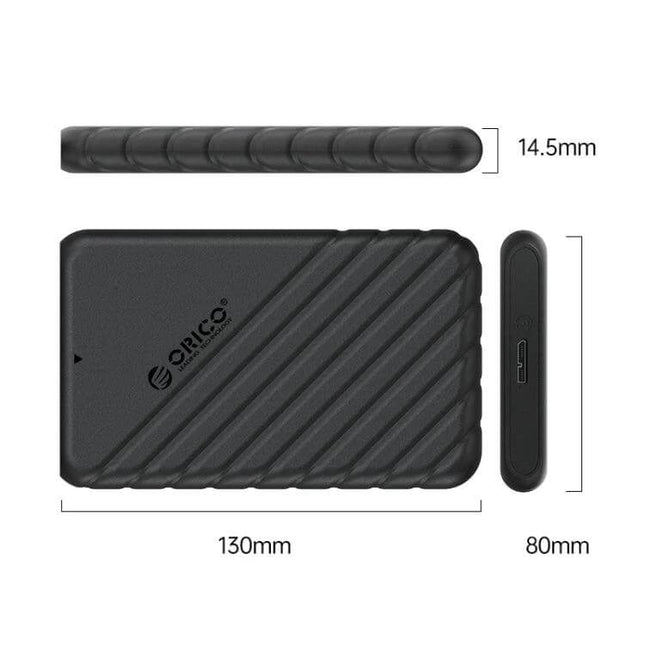 Orico 2.5 Inch External Hard Drive Enclosure for Portable Storage compact 130x80x14.5mm textured black portable HDD case