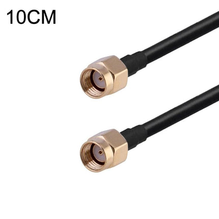 Alt Tag: Short RG174 Coaxial Cable for Wireless Antenna Connections, 10cm - 10cm black RG174 cable with gold SMA connectors for GPS, GSM and car radio