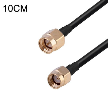 Alt Tag: Short RG174 Coaxial Cable for Wireless Antenna Connections, 10cm – 10cm black RG174 cable with gold SMA connectors for GPS, GSM, car radio