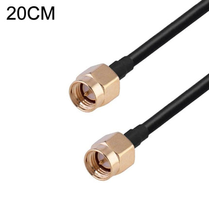 20cm RF Coaxial Cable for GPS and Wireless Antenna Use - RG174 pigtail jumper with SMA-style gold connectors, 20cm length for antenna extension