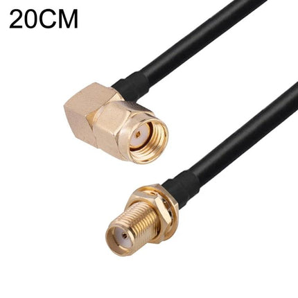 20cm RF Coaxial Cable for GPS and Wireless Antenna Use - 20cm RG174 pigtail with SMA female to RP-SMA right-angle gold-plated connectors