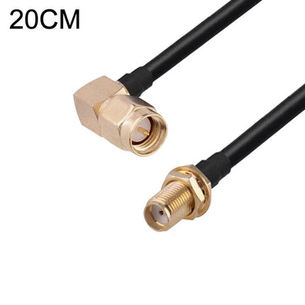 20cm RF Coaxial Cable for GPS and Wireless Antenna Use — 20cm RG174 pigtail jumper with right-angle SMA and female FME connectors for antenna extension