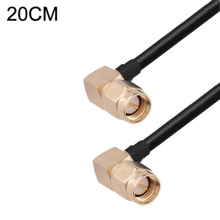Alt Tag: 20cm RF Coaxial Cable for GPS and Wireless Antenna Use - 20cm RG174 pigtail jumper with right-angle SMA connectors