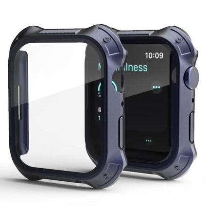 2-in-1 PC Frame Tempered Glass Case for Apple Watch 45/41mm